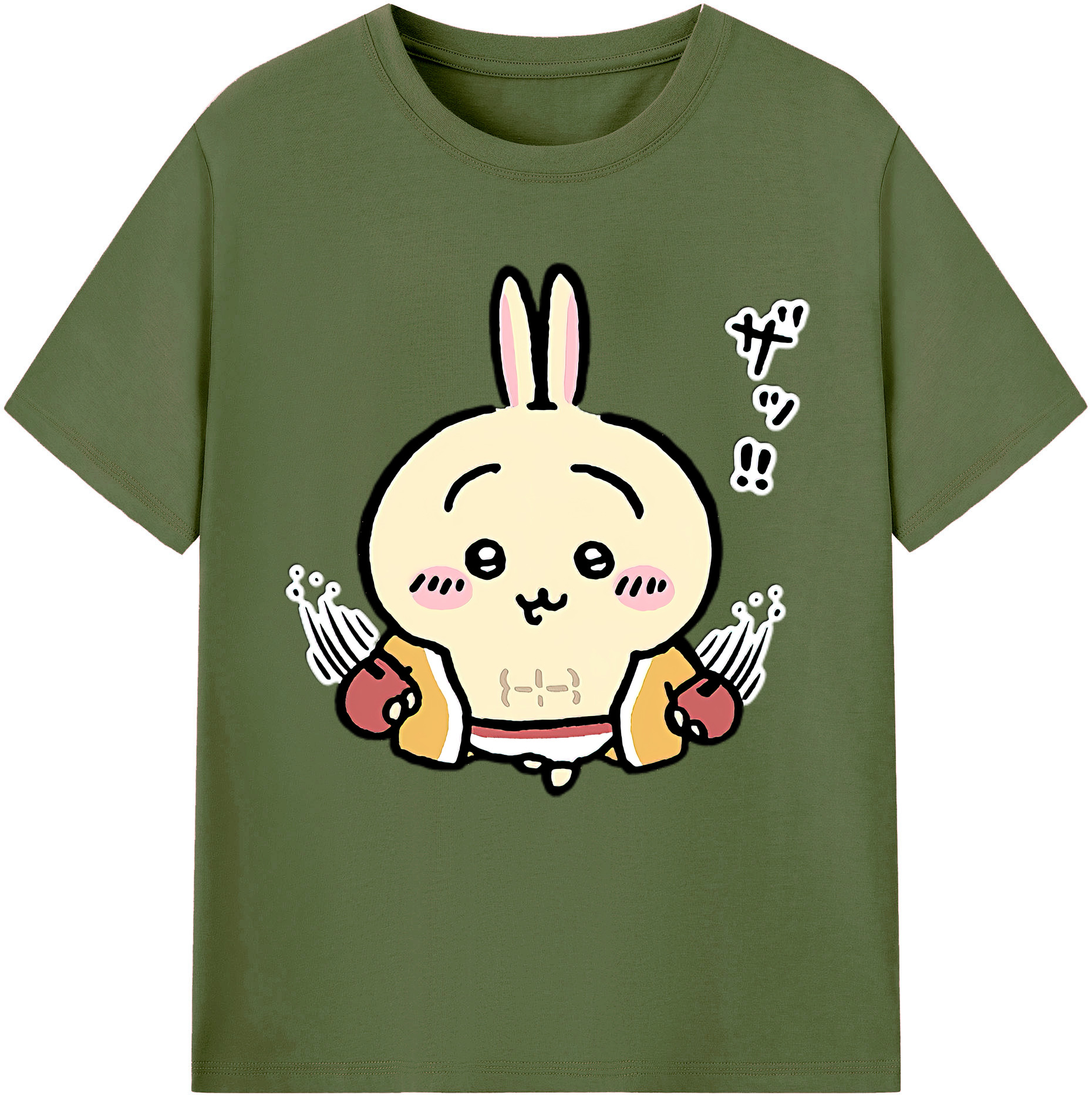（画像用） ちいかわ うさぎ Chii-kawa usagi 綿100％半袖Tシャツ（フロントプリント）